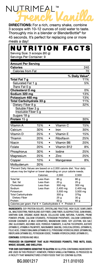 usa usana vanilla nutrimeal supplement facts